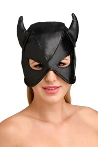 Маска з рогами Master Series: Dungeon Demon Bondage Mask with Horns, чорна в Києві от компании Elektromax