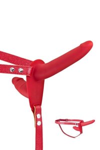 Подвійний страпон Fetish Tentation Strap-On with Double Dildo Red в Києві от компании Elektromax