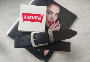 Топовий чоловічий шкіряний ремінь Levis чорний