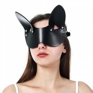 Чорна шкіряна маска на очі з вушками Kitty Bondage Mask в Києві от компании Elektromax