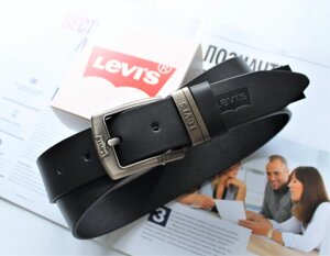 Шкіряний чоловічий ремінь Levis 501 black