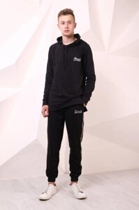 Подовжена чорна кофта з капюшоном Quest Wear Long