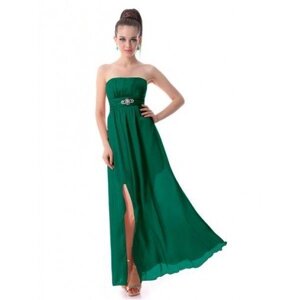 Сукня без ремінця з декольте на зеленому стегні