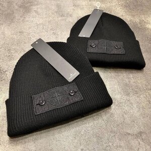 Шапка Stone Island чорна з чорним патчем gu006 в Києві от компании Elektromax