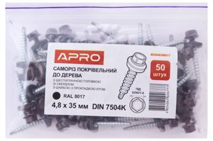 Саморіз покрівельний Apro - 4,8 x 35 мм RAL 8017 (50 шт. ) в Києві от компании Elektromax