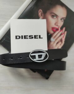 Шкіряний ремінь Diesel black 2.7 см пряжка хром в Києві от компании Elektromax