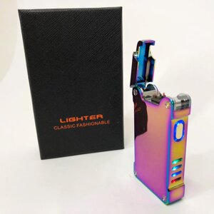 Дугова електроімпульсна запальничка із USB-зарядкою ліхтариком LIGHTER HL-437. Колір: хамелеон в Києві від компанії Elektromax