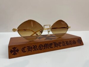 Окуляри Chrome Hearts Diamond Dog в золотистій оправі