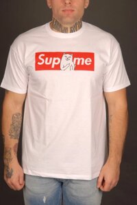 Біла футболка Supreme c Ripndip