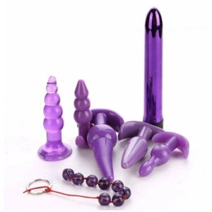 Універсальний набір анальних іграшок 7 в 1 Sex Suit Safety Silicone Purple в Києві от компании Elektromax