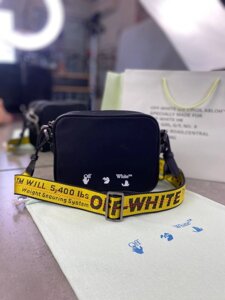 Кросбоді чорна Off White c білим принт лого та жовтим ременем c752 в Києві от компании Elektromax