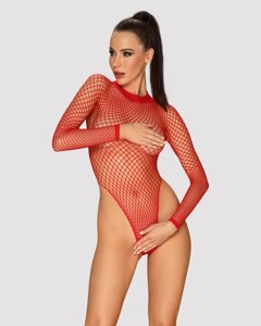 Сітчастий бодістокінг із довгим рукавом Obsessive B126 teddy red XL/XXL, червоний в Києві от компании Elektromax