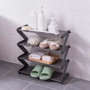 Полиця для взуття органайзер компактний стійка складана Shoe Rack YH 8802 зберігання речей та взуття 4 полиці. Колір: