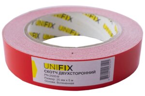 Стрічка двостороння Unifix - 25 мм x 5 м спіненная біла