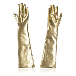 Довгі рукавички по лікоть Fetish Five Fingers Gloves Golden