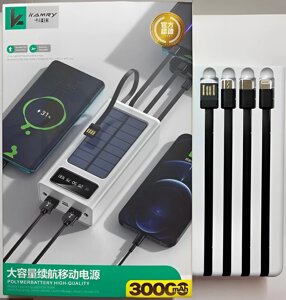 Power Bank Kamry 30000 mAh K-300 із сонячною панеллю та дротами