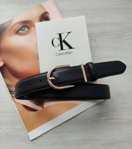 Жіночий шкіряний ремінь Calvin Klein Black пряжка золото в Києві от компании Elektromax