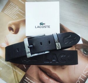 Шкіряний ремінь для джинсів Lacoste чорний в коробці в Києві от компании Elektromax