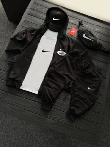 Комплект костюм Nike + бананка та кепка (колір чорний, білий)