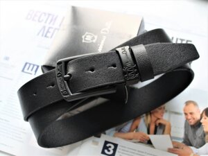 Чоловічий шкіряний ремінь Massimo Dutti для джинсів total black в Києві от компании Elektromax