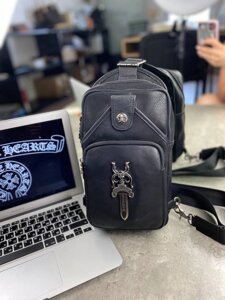 Шкіряний квадратний слінг Chrome Hearts чорний c638 в Києві от компании Elektromax