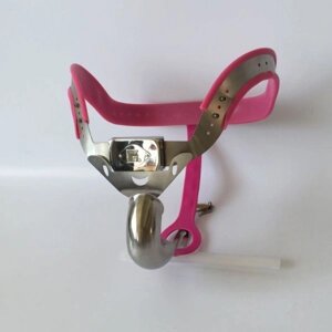 Male Chastity belt / Ergonomic stainless steel chastity belt - PINK в Києві от компании Elektromax