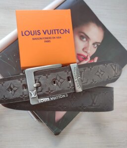 Стильний шкіряний ремінь Louis Vuitton black із терткою