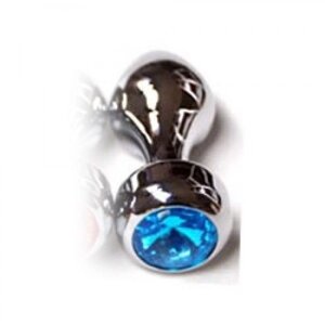 Срібна анальна пробка з синім дорогоцінним каменем в Києві от компании Elektromax