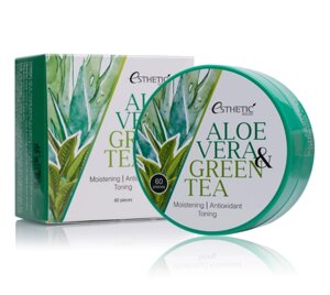 Патчі під очі Зелений чай та Алое ESTHETIC HOUSE Aloe Vera&Green Tea Hydrogel Eye Patch,60 шт