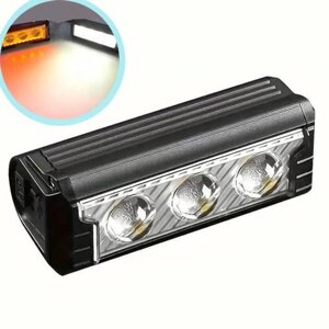 Велофара потужна FY-339B-3LED (white+yellow), Велосипедний ліхтар з фіксацією на кермо, для велосипедистів