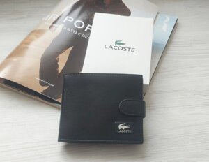 Шкіряний чоловічий гаманець Lacoste чорний