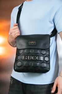 Месенджер шкіряний Gucci чорні шестикутники var2 в Києві от компании Elektromax