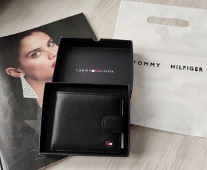 Стильний шкіряний чоловічий гаманець Tommy Hilfiger black