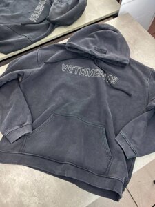 Худі Vetements з вишитим білим лого сiре sg298 в Києві от компании Elektromax