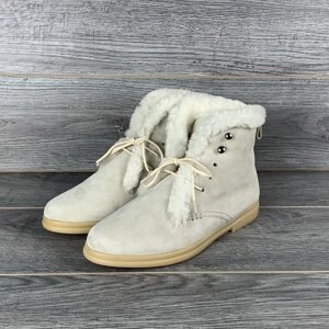 Зимові жіночі черевики Loro Piana Ylvi Walk Ankle Boot на хутрі білі