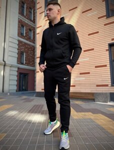 Зимовий спортивний костюм Nike з начосом чорна кофта на змійці+ чорні штани в Києві от компании Elektromax