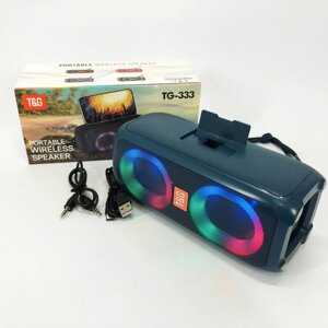 Портативна колонка TG333 2x5W з RGB підсвічуванням, гучна блютуз колонка. Колір: синій