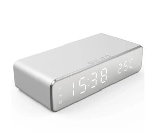 Бездротова зарядка з LED годинником Fast wireless charger&clock 10W Сіра в Києві від компанії Elektromax
