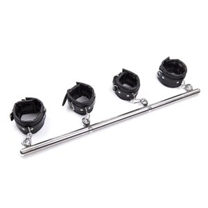 Бондажний набір для фіксації Removable Hands Cuffs Spreader Bars Black в Києві від компанії Elektromax