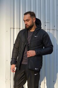 Комплект чоловічий Nike: куртка чорна + штани "President" чорні. Барсетка У Подарунок!