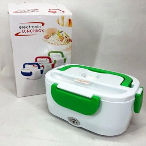 Ланч бокс електричний з підігрівом Lunch Heater 220 V Pro, Термос для їжі для дітей. Колір: зелений