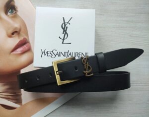 Жіночий ремінь 3 см пряжка бронза Yves Saint Laurent чорний в Києві от компании Elektromax