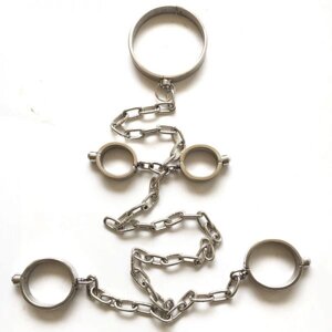 Stainless Steel Handy Handcuffs Hand and Foot Neck Has Metal Chain - Man в Києві от компании Elektromax