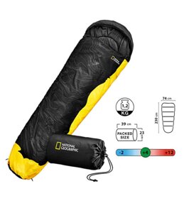 Спальний мішок National Geographic Sleeping Bag 230 x 74 cм black/yellow в Києві от компании Elektromax