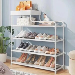 Полиця для взуття стелаж Shoe RACK 5 ярусів металева. Колір: білий