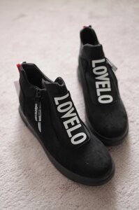 Жіночі чорні хайтопи черевики замшеві в стилі Moschino 36-41