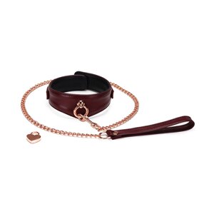 Шкіряний нашийник з повідцем Liebe Seele Wine Red Curved Collar, замок-сердечко в Києві от компании Elektromax