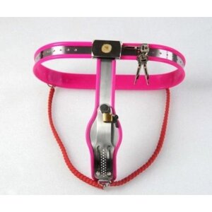 Female Adjustable Model-Y Stainless Steel Premium Chastity Belt Locking Cover Removable PINK в Києві от компании Elektromax