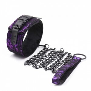 Нашийник з повідцем натуральна шкіра Purple Bondage Neck Collar в Києві от компании Elektromax