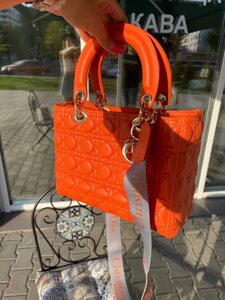 Жіноча сумка Christian Dior Lady D-Lite orange Діор помаранчева 085